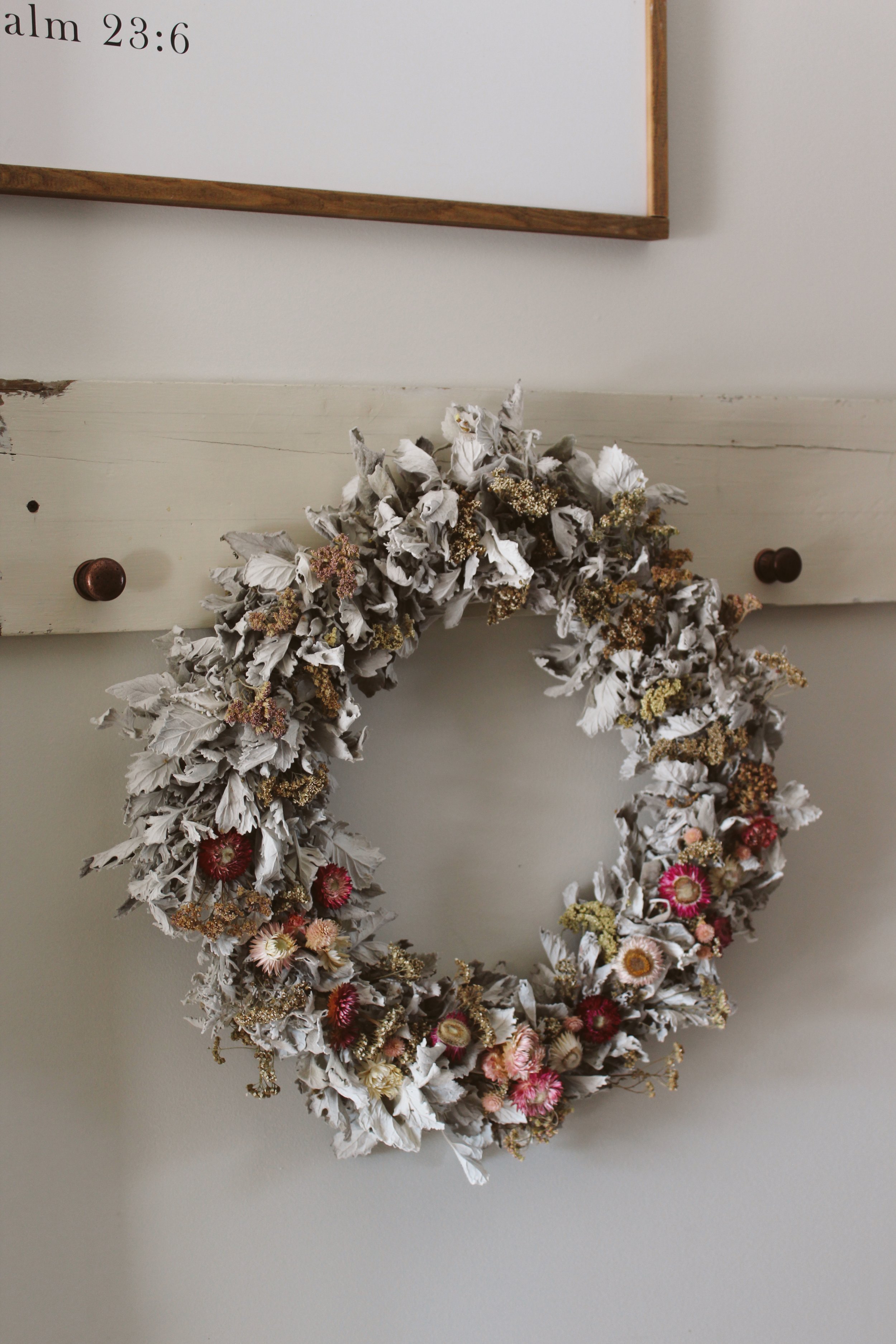Dried Silver with a Touch of Pink Wreath