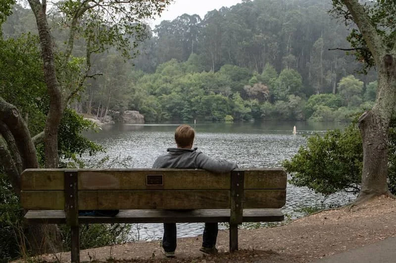 A man sitting on a bench in the park