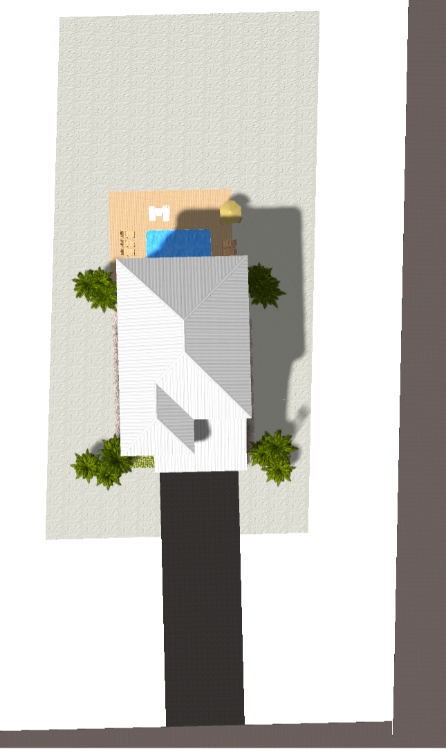 Modern beach or vacation house 3D rendering designed by the architecture firm Born Architects, which serves the northwestern Florida area including Port St. Joe, Gulf Breeze, St. George Island, Cape San Blas, Mexico Beach, and the Emerald Coast.