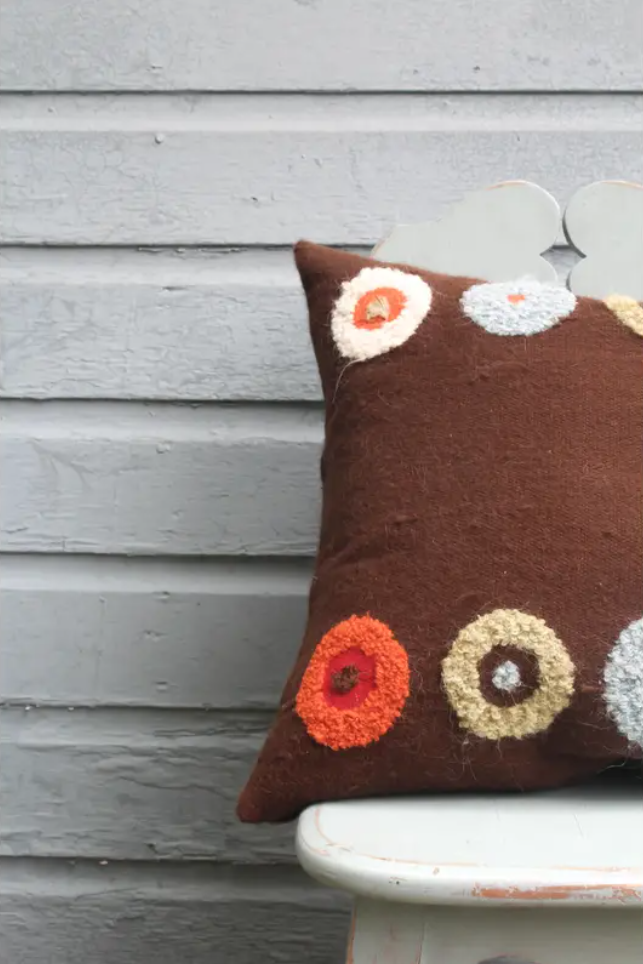 Brown Button Peruvian Pillow