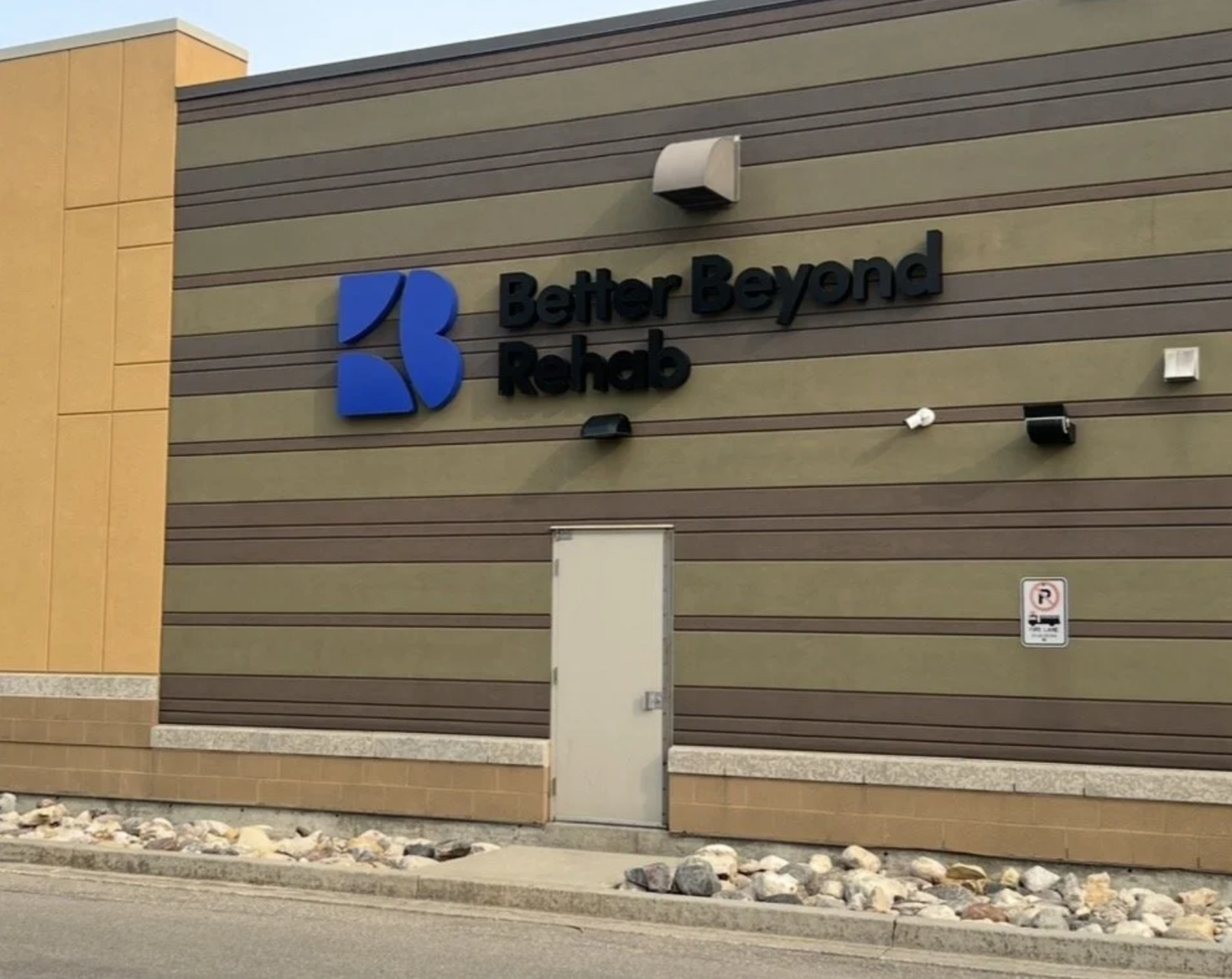 Better Beyond Rehab exterior signage on the clinic building in Winnipeg