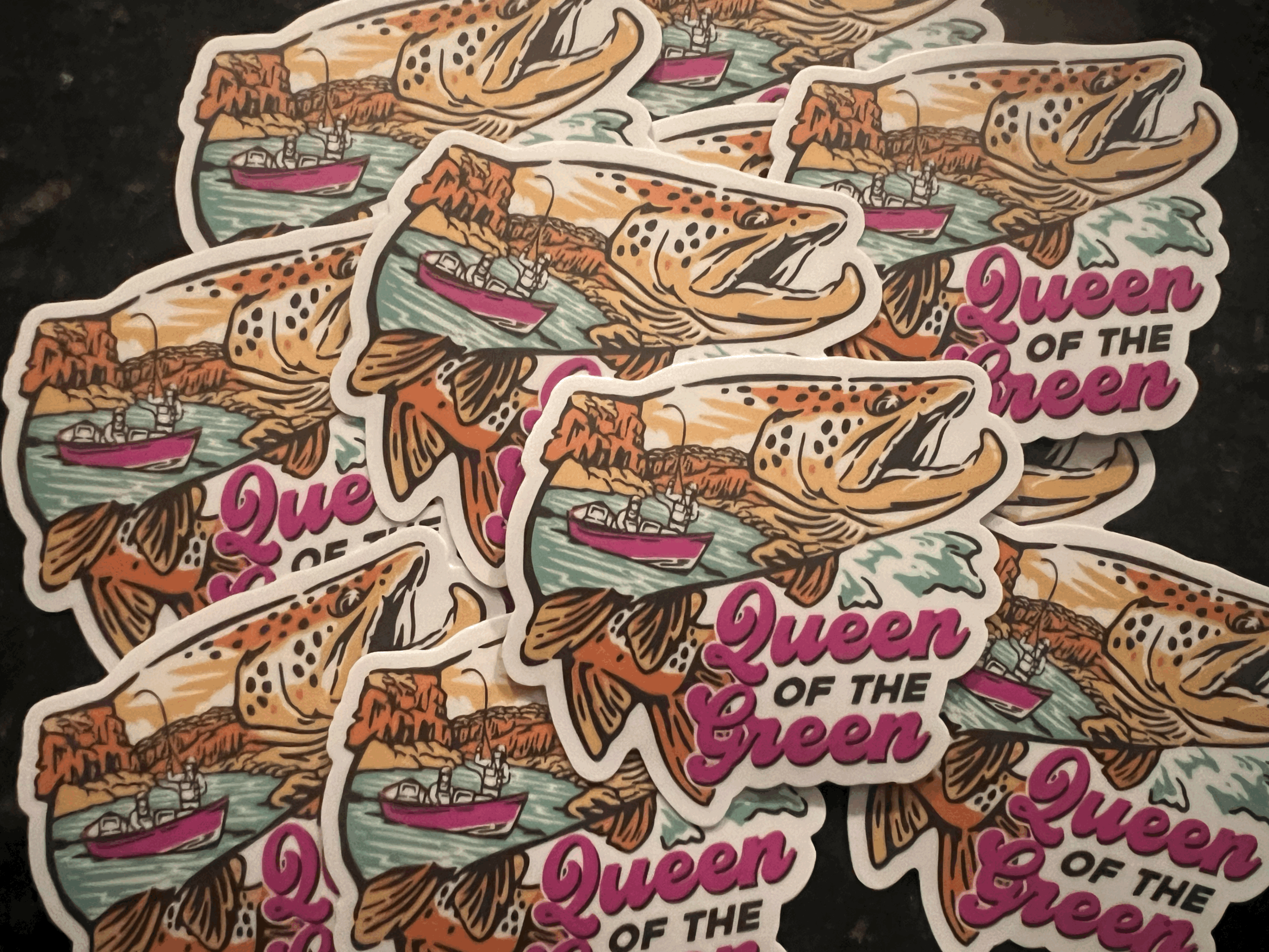 Turning Trout Die Cut Stickers