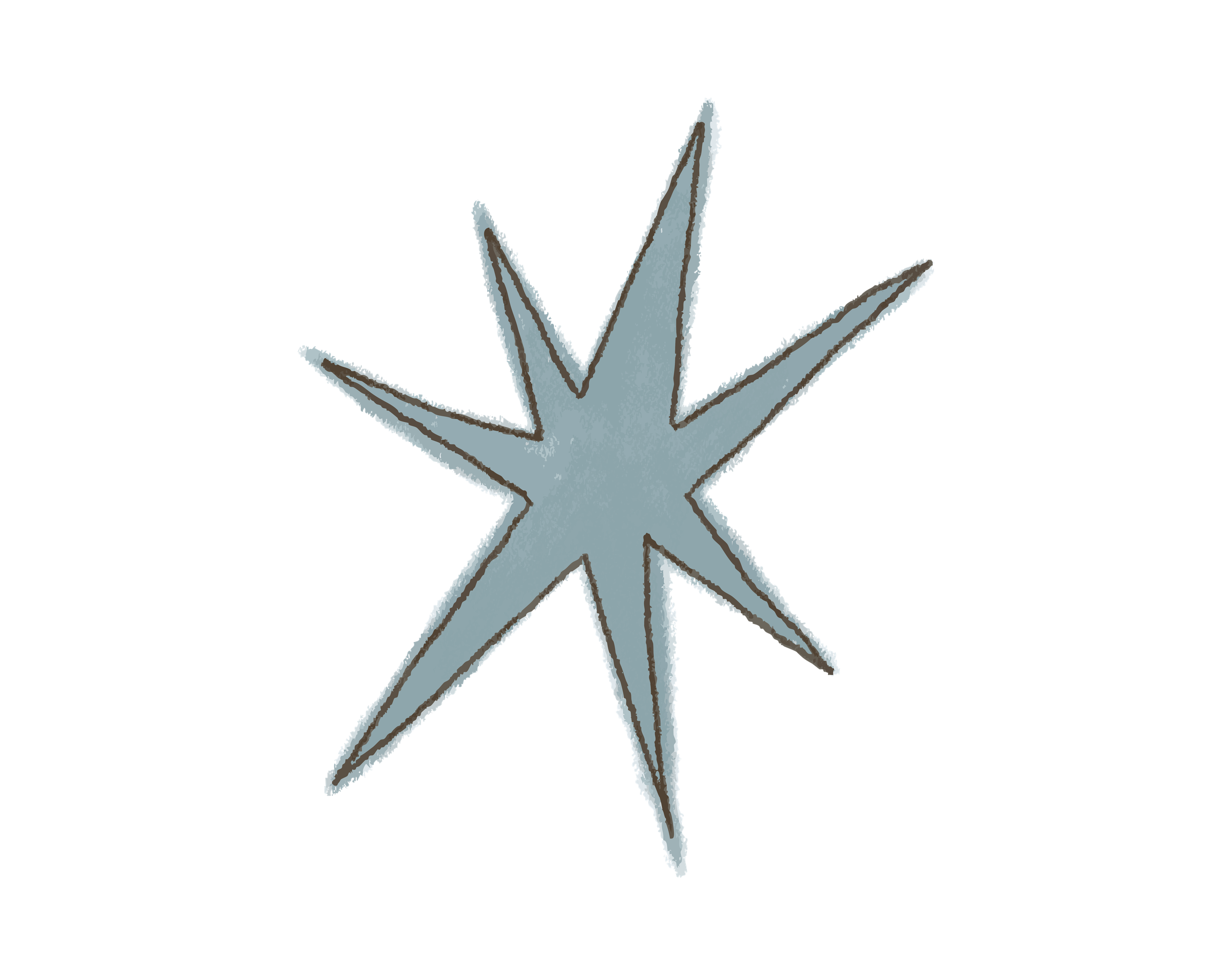 A hand drawn blue star for B Scopes, the personalized natal chart from Miss B’s Children’s Club