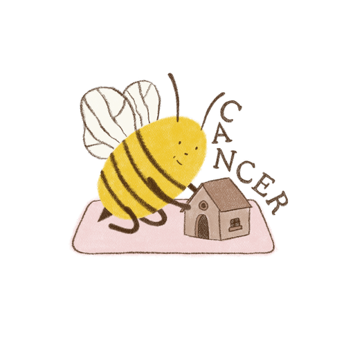 Cancer bee carrying a little house