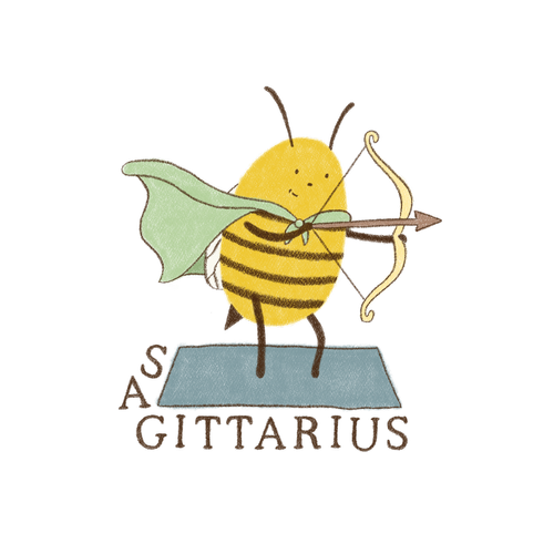 Sagittarius bee in a cape with a bow and arrow