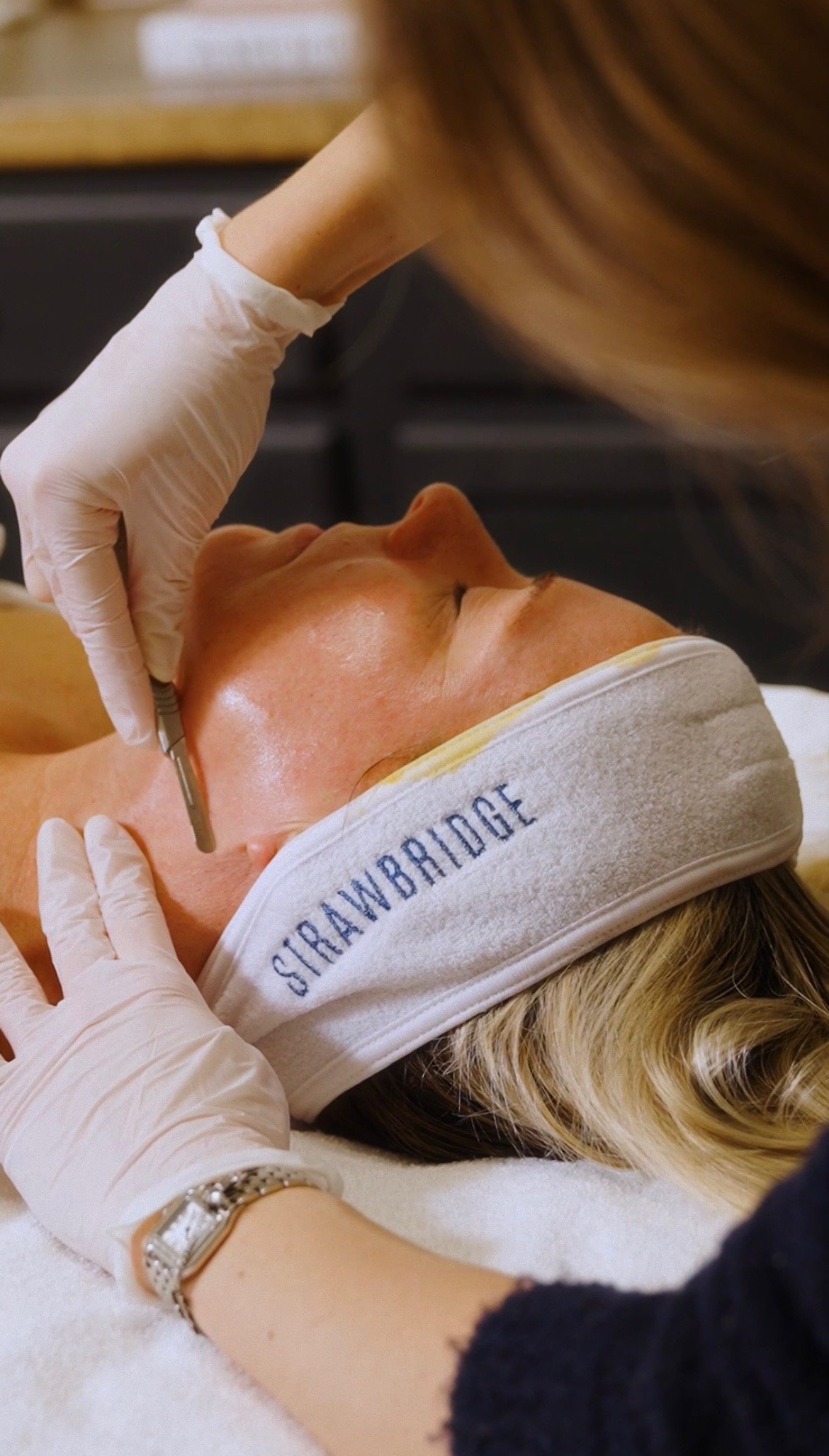 Remove dead skin and peach fuzz with a dermaplane facial.