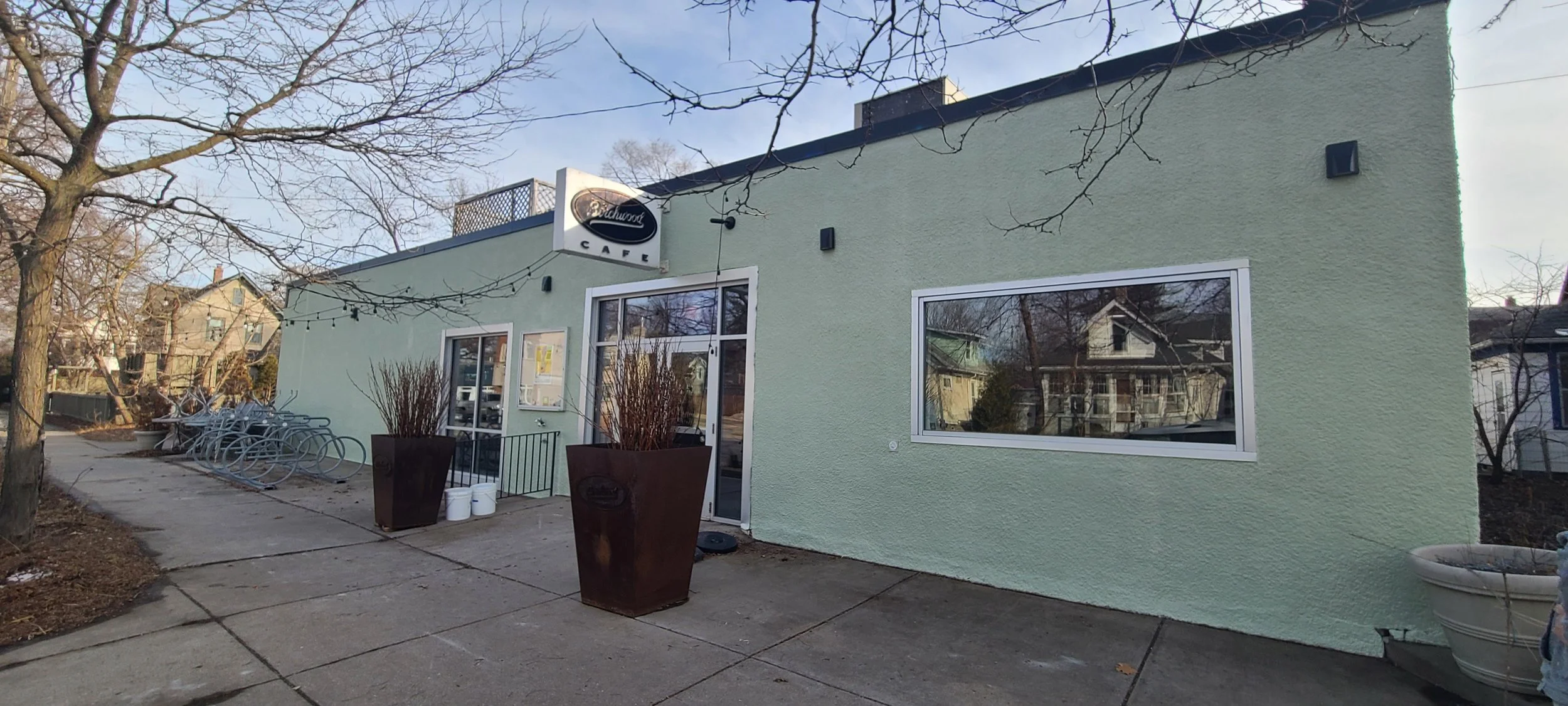 Seward neighborhood restaurant exterior after full repaint, transforming the former Birchwood Cafe into Darling.