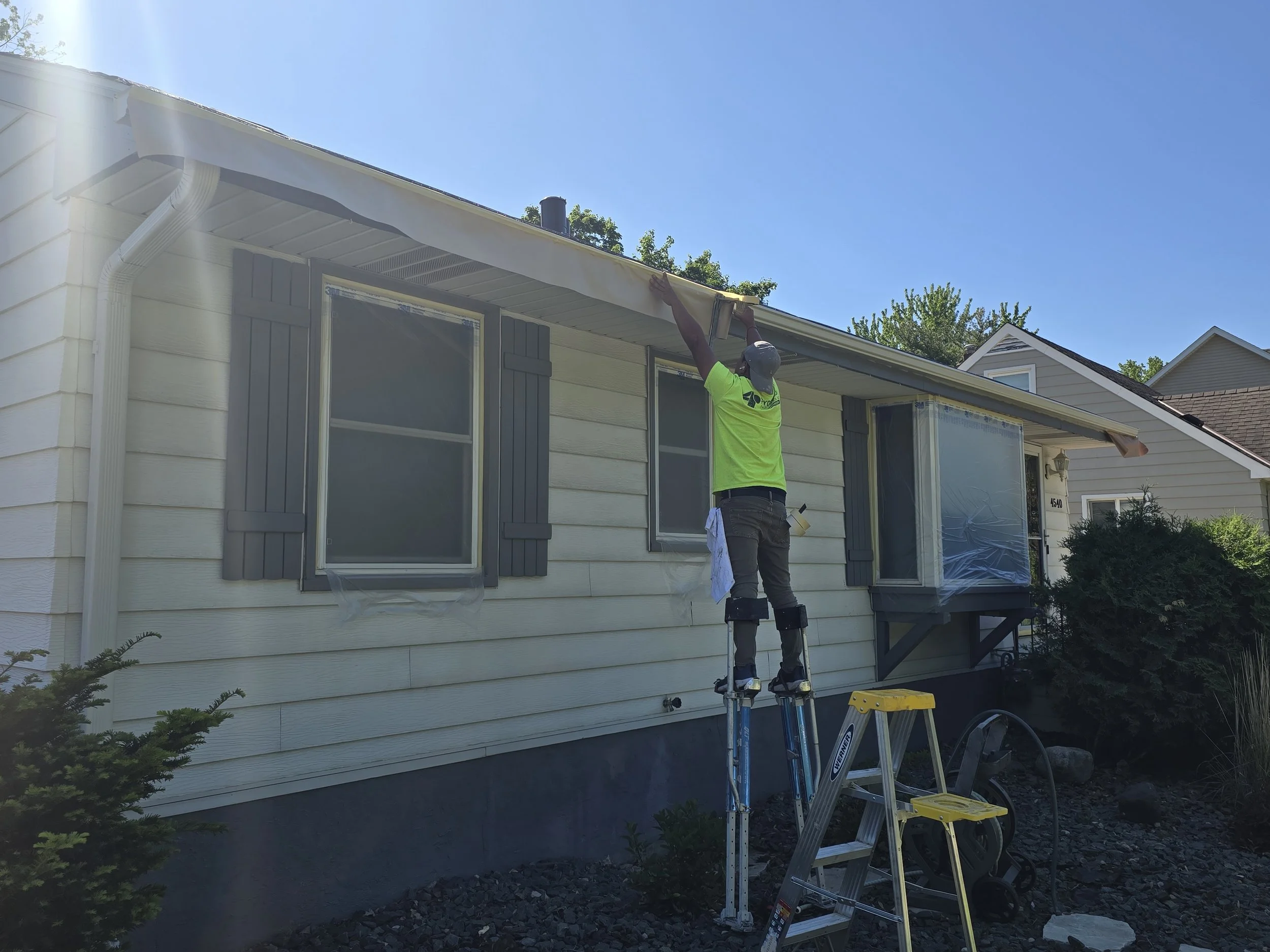 Masking and prep work with style and balance before painting on a Robbinsdale home.