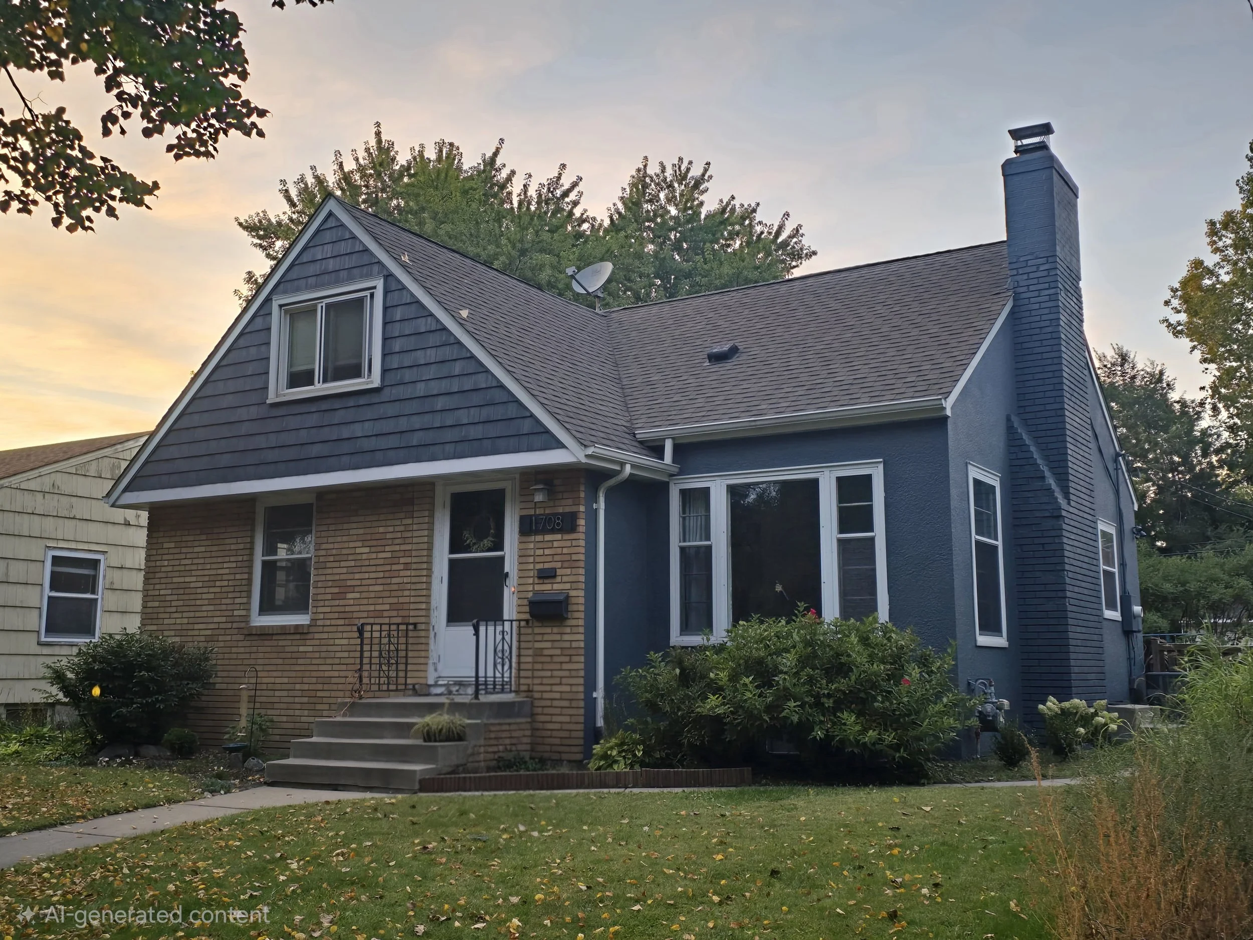 Stucco repaint in the Lake Nokomis neighborhood, finished in Sherwin-Williams Grays Harbor