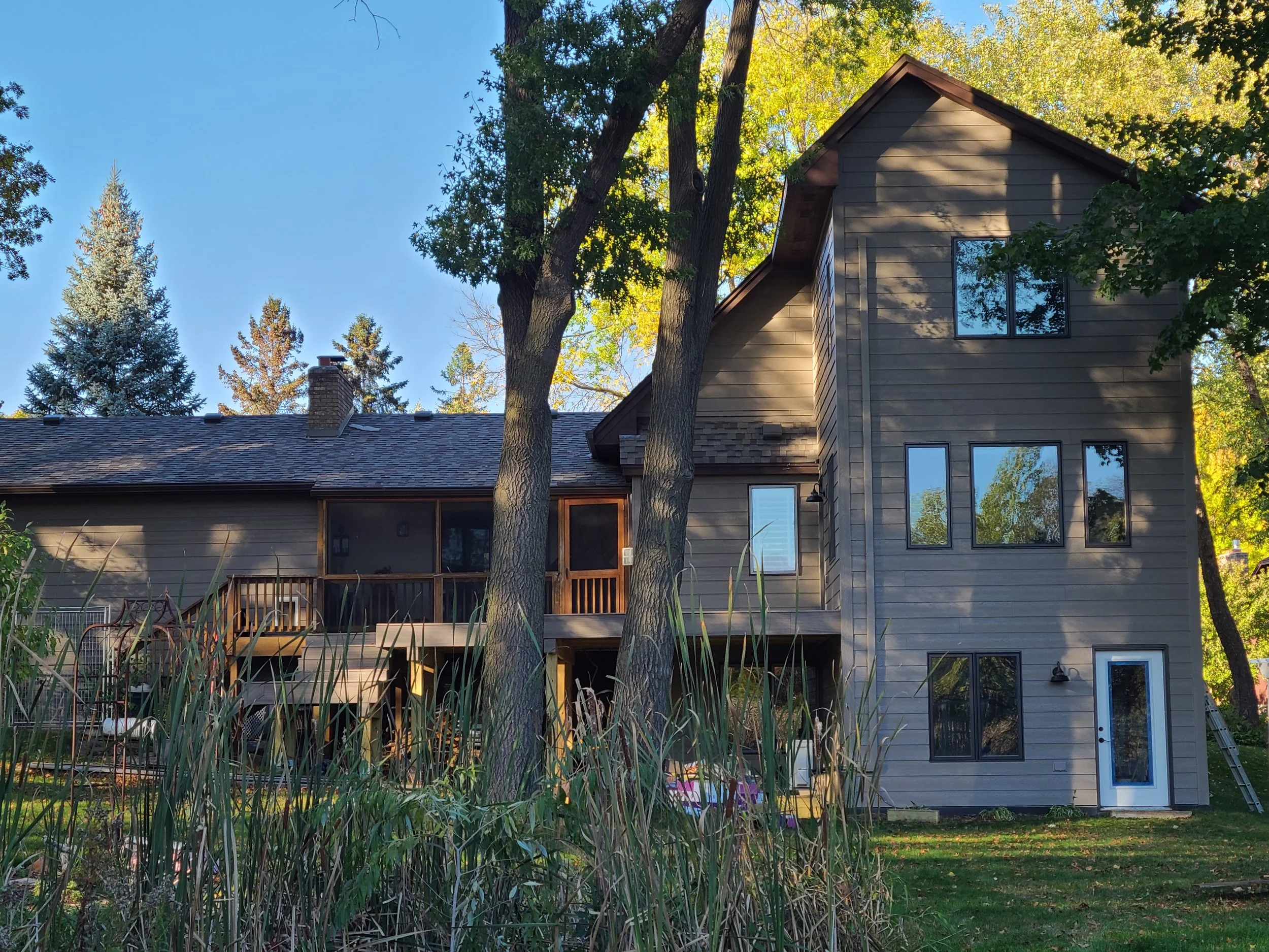 Exterior painting transformation on a lake home in White Bear Lake, MN