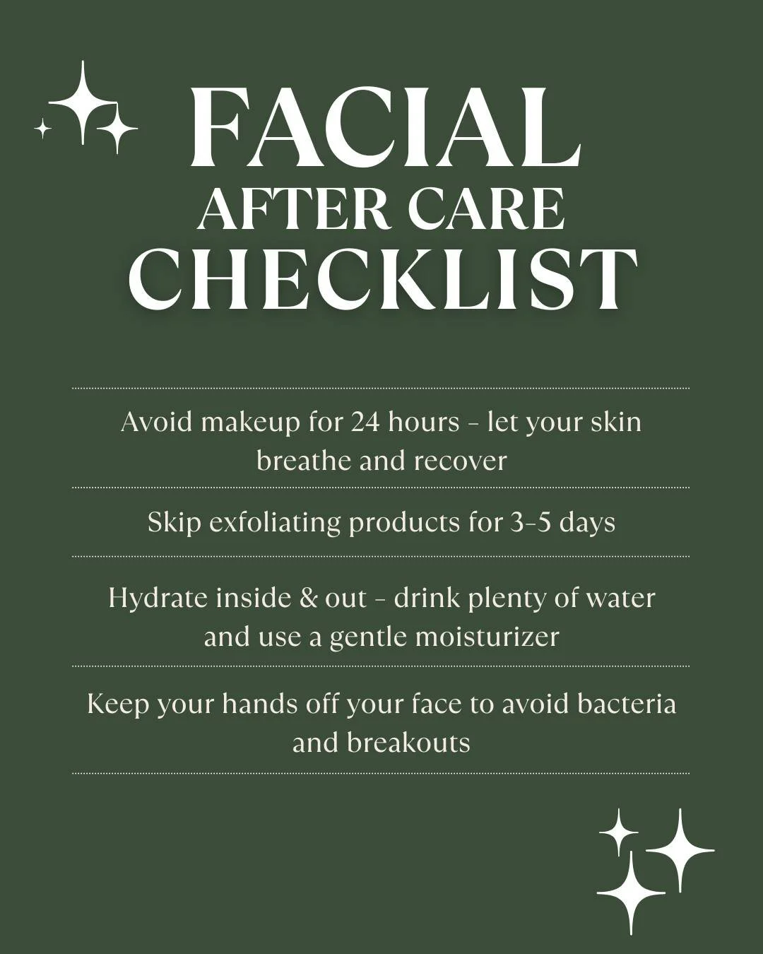 Your post-facial glow deserves the best care!

Follow these simple aftercare tips to keep your skin radiant, healthy, and hydrated long after your visit to APR&Eacute;S Medi Spa ✨

#Apr&eacute;sMediSpa #FacialAftercare #GlowingSkin #HealthySkin #Radi