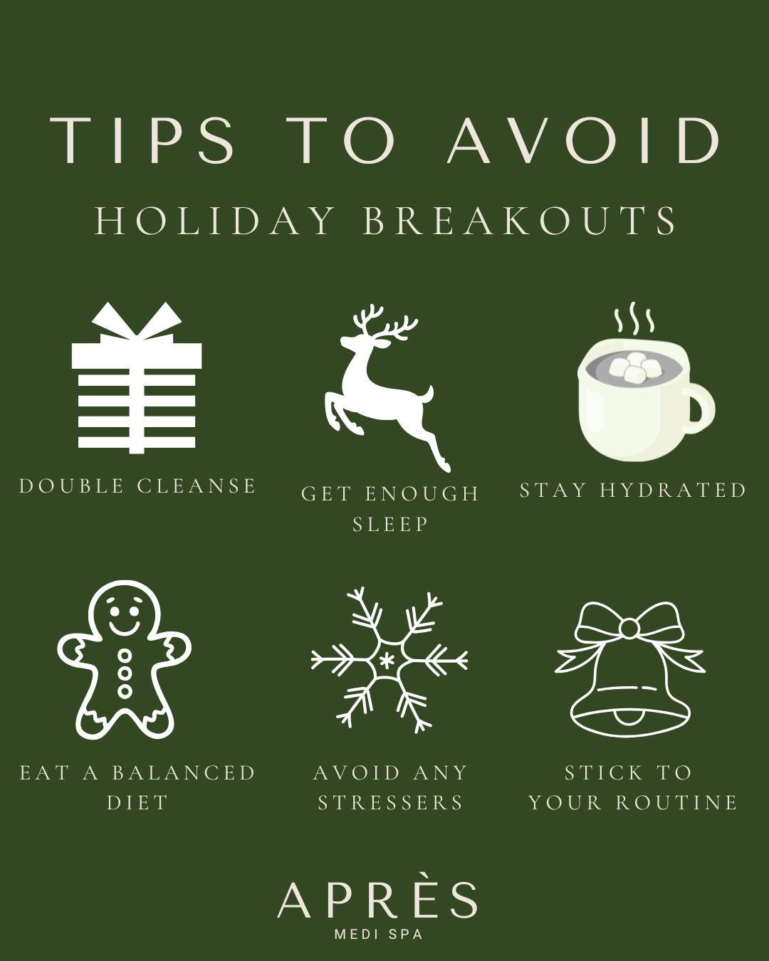 Holiday travel, rich meals, late nights&hellip; your skin feels it all. A few simple habits can help you avoid those seasonal breakouts: cleanse well, don&rsquo;t skip hydration, and book a gentle exfoliating treatment before the festivities!

DM us 