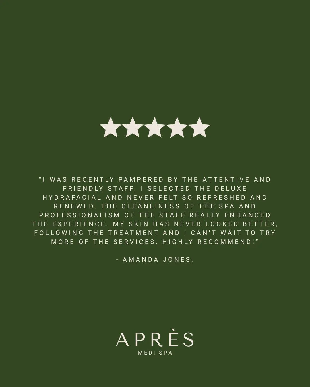 We&rsquo;re so grateful for feedback like this ✨ 

Thank you, Amanda, for trusting us with your skin and your self-care. It means everything to know you left feeling renewed and radiant!

Book your appointment today!

#apresmedispa #apresway #ApresGl