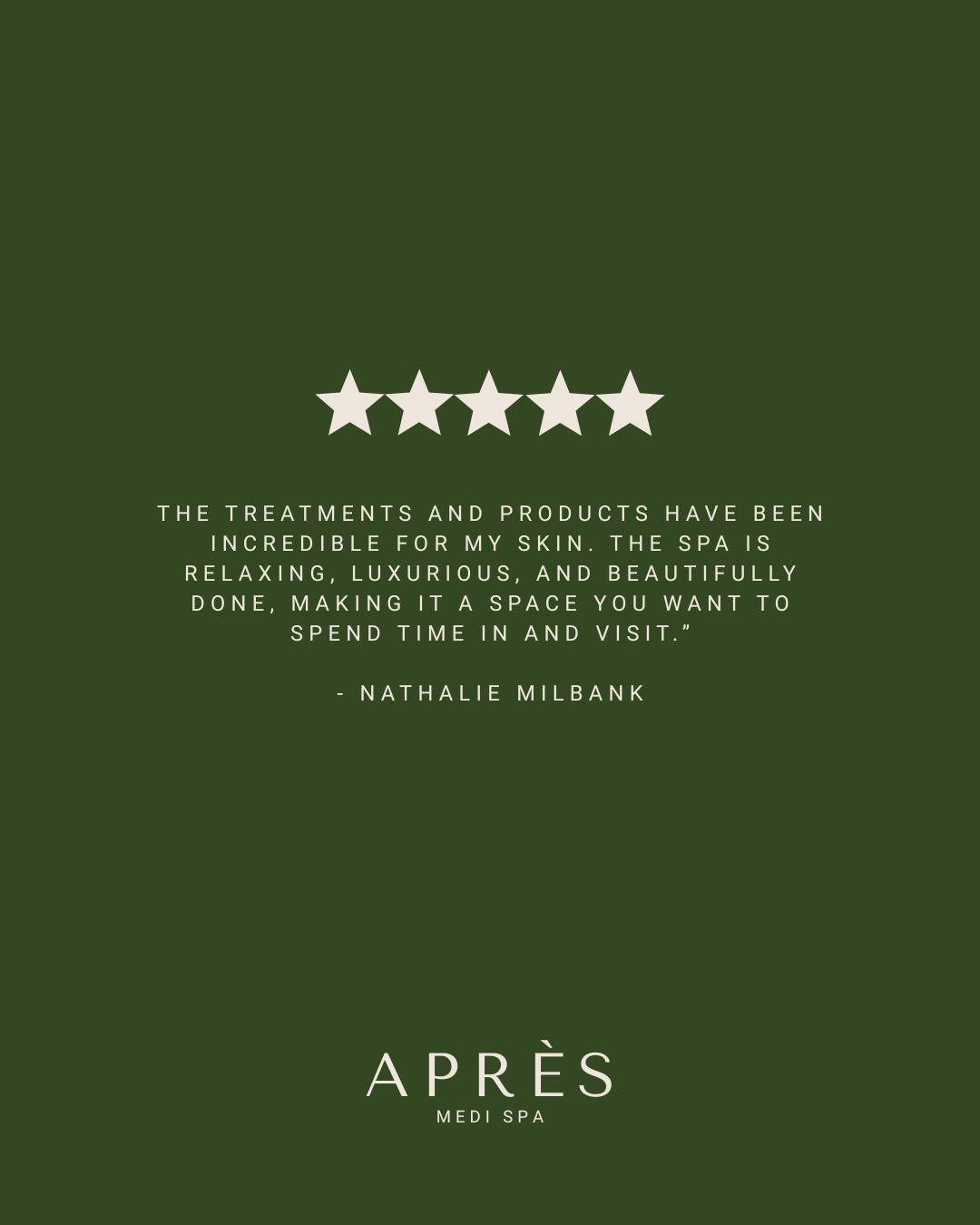 ✨ &ldquo;The spa is relaxing, luxurious, and beautifully done&hellip;&rdquo; ✨

At Apr&egrave;s, personalized care and expert results are just the beginning. From customized facials to advanced injectables, we&rsquo;re here to help you look and feel 