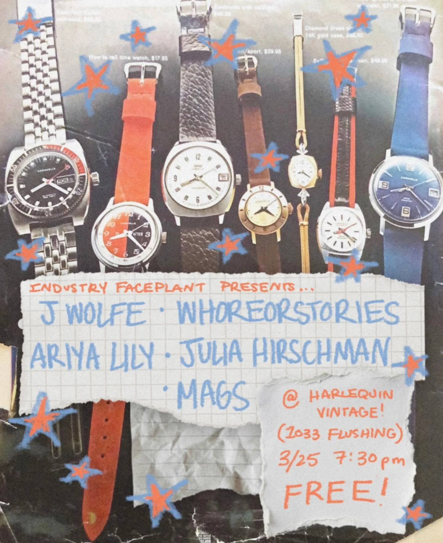Our first event of the year! Join us for an evening of readings from J Wolfe, Ariya Lily, Mags, whoreorstories, and Julia Hirschman at Harlequin Vintage 💌

RSVP in our bio! See you there 📝