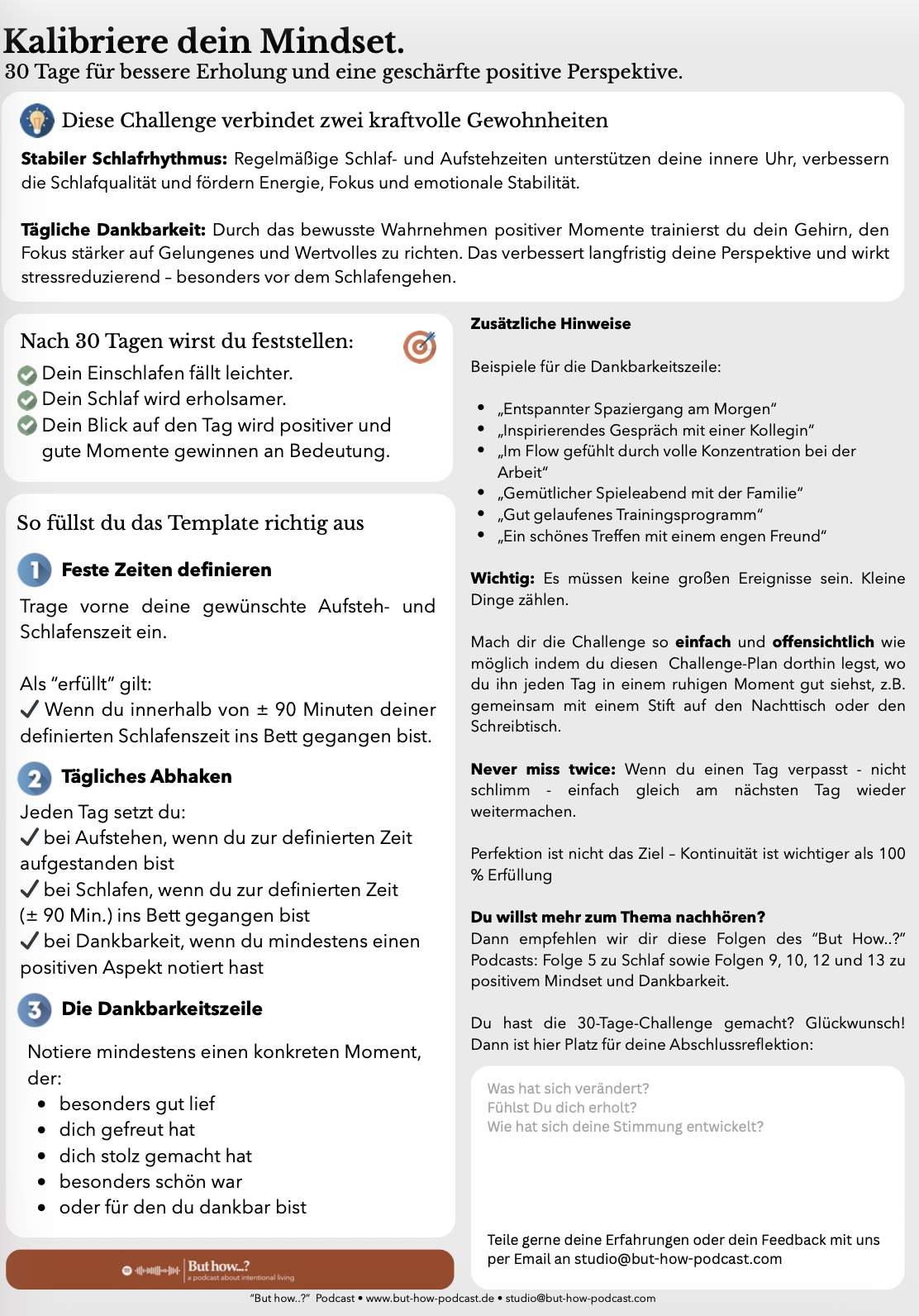 First Page - "But How..?" 30-Tage-Challenge zu Dankbarkeit & Schlafrythmus