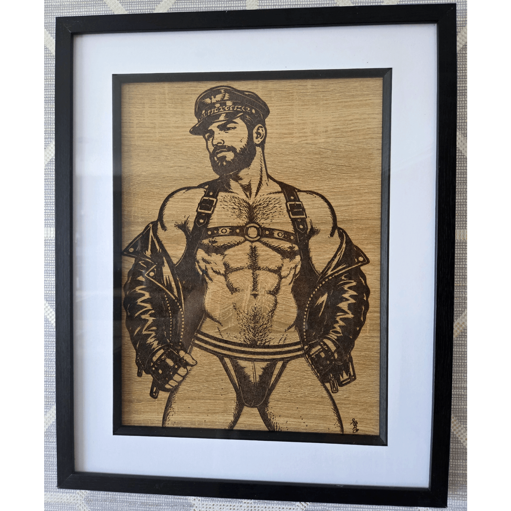 Jock, Leather Man Gay Pyrography Art