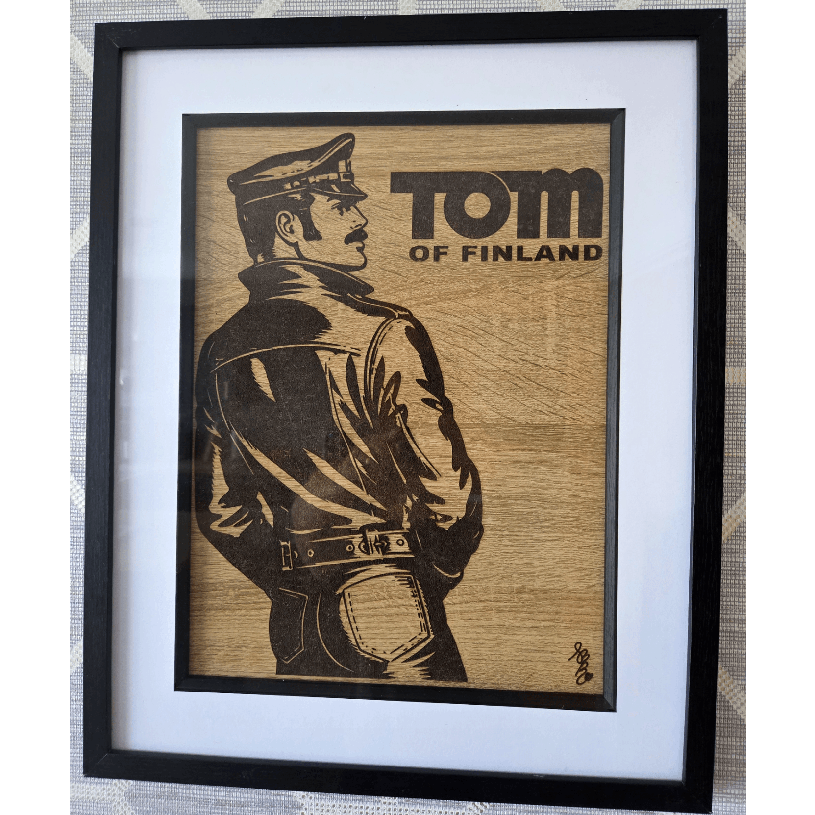 Tom Of Finland Leather Fetish Gay with Moustache Pyrography Art