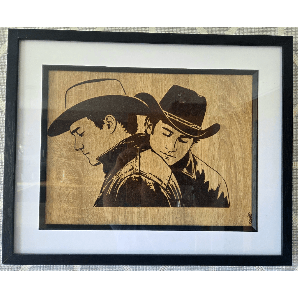Cowboys In Love Pyrography Art