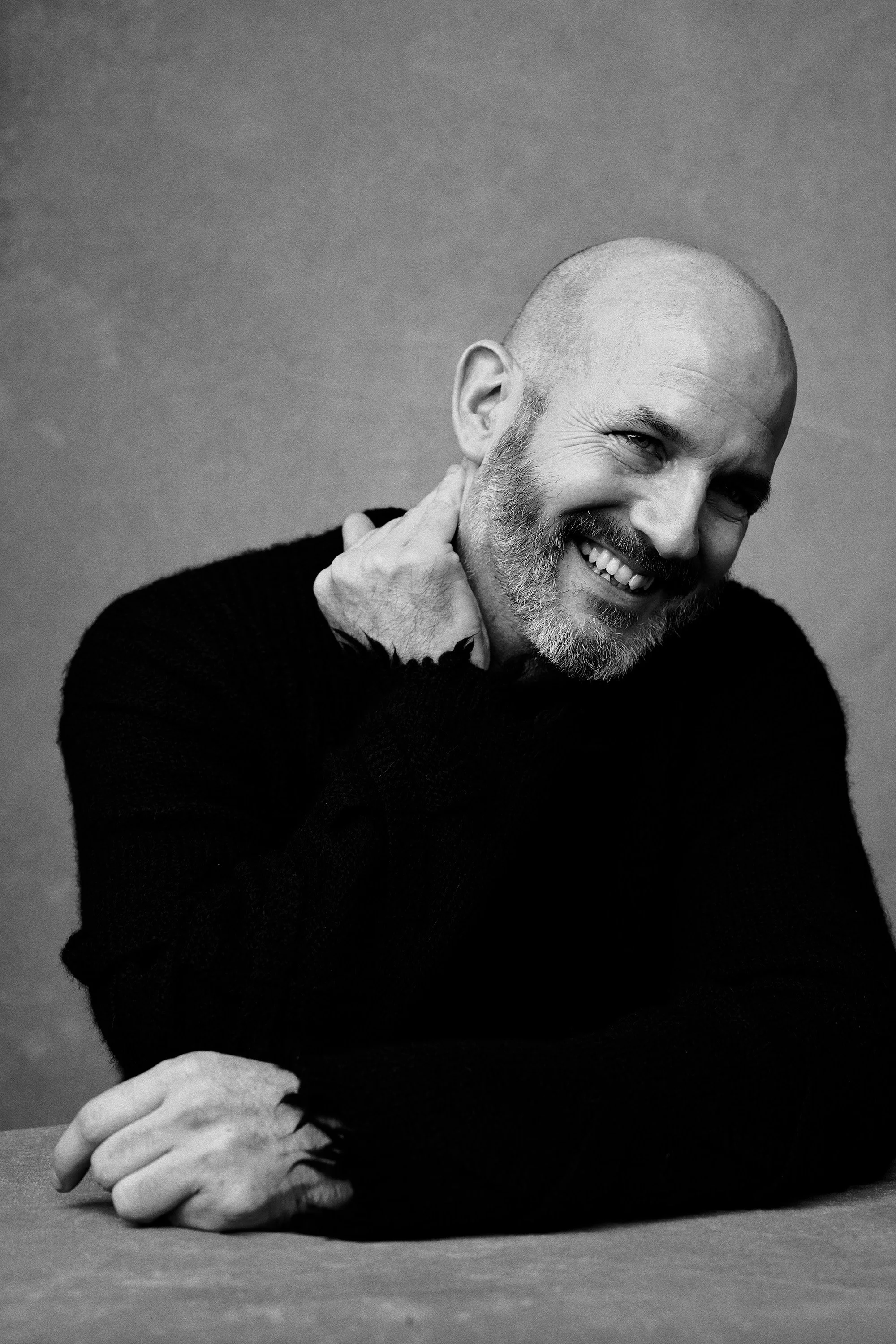 Black and white portrait of Simon Lewis, documentary wedding photographer, based in Hampshire and London, UK. Taken by Jonny Edwards, in Denver USA.