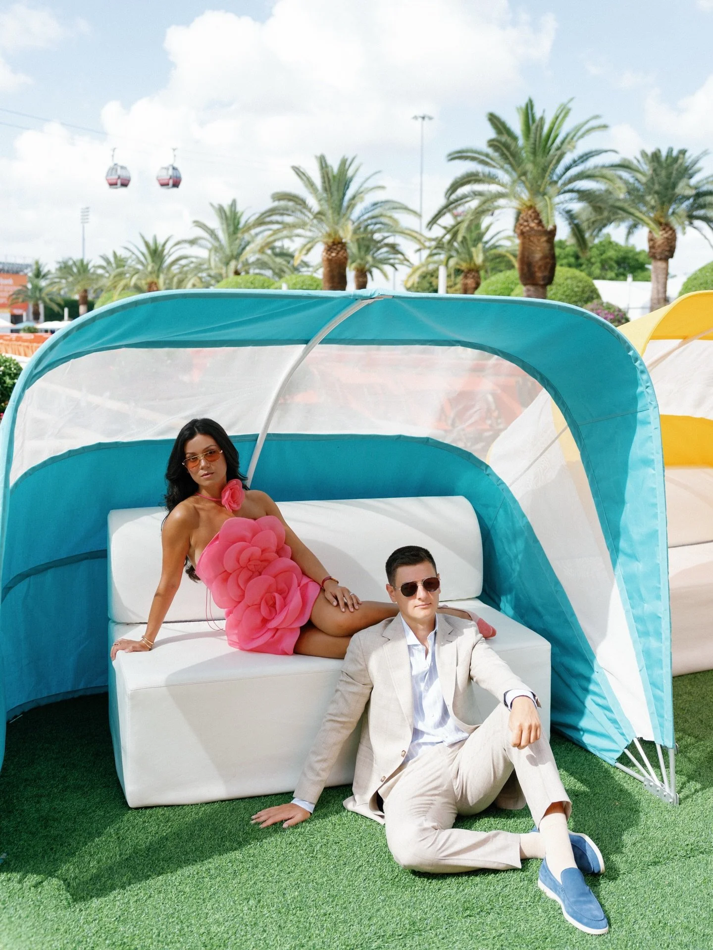 Rosa &amp; Lorenzo &mdash; Miami Open welcome party.

The day began inside the stadium with a quiet window for portraits&mdash;just them, the court, and the scale of it all. Later, it shifted into a private suite overlooking the tournament, where the