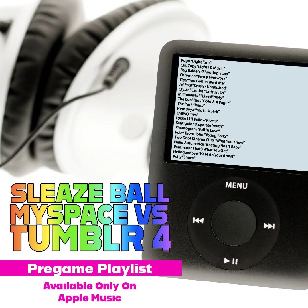 a taste of what to expect at our party for your pre-party 🍾🥂

the myspace vs. tumblr 4 pregame playlist is now live on apple music 🤘🎸🖤🔁🦄🛜🪩✨🎧🎶 

curated by our dj&rsquo;s @williampaul.dj &amp; @elmwoodopera 

listen &amp; subscribe to the p