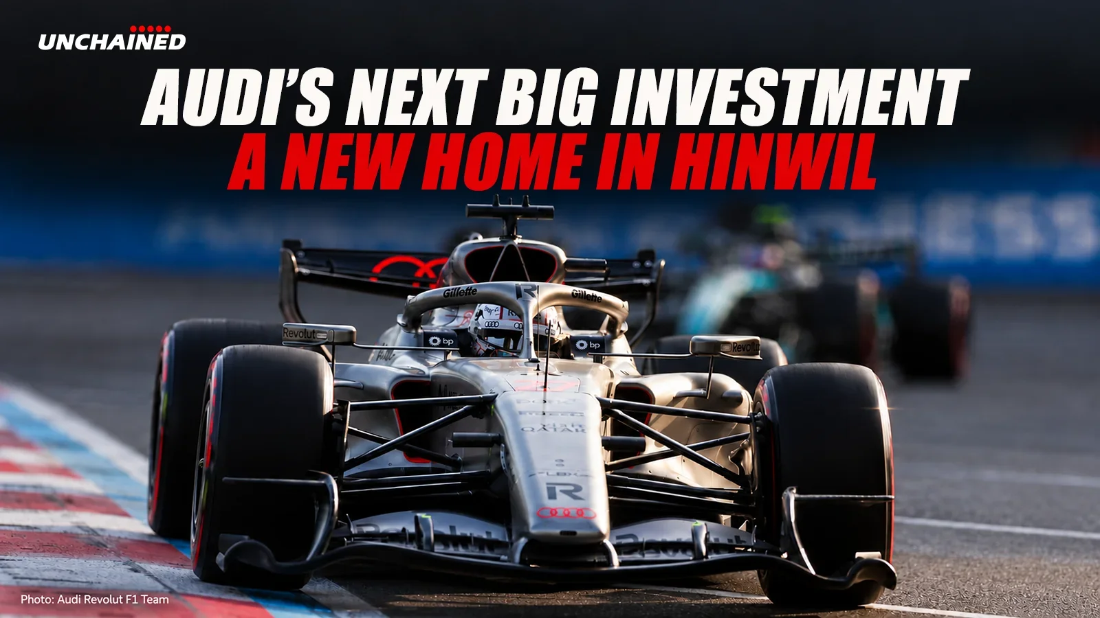 Nico Hülkenberg driving the Audi R26, illustrating Audi’s plans for a new Formula One campus in Hinwil.