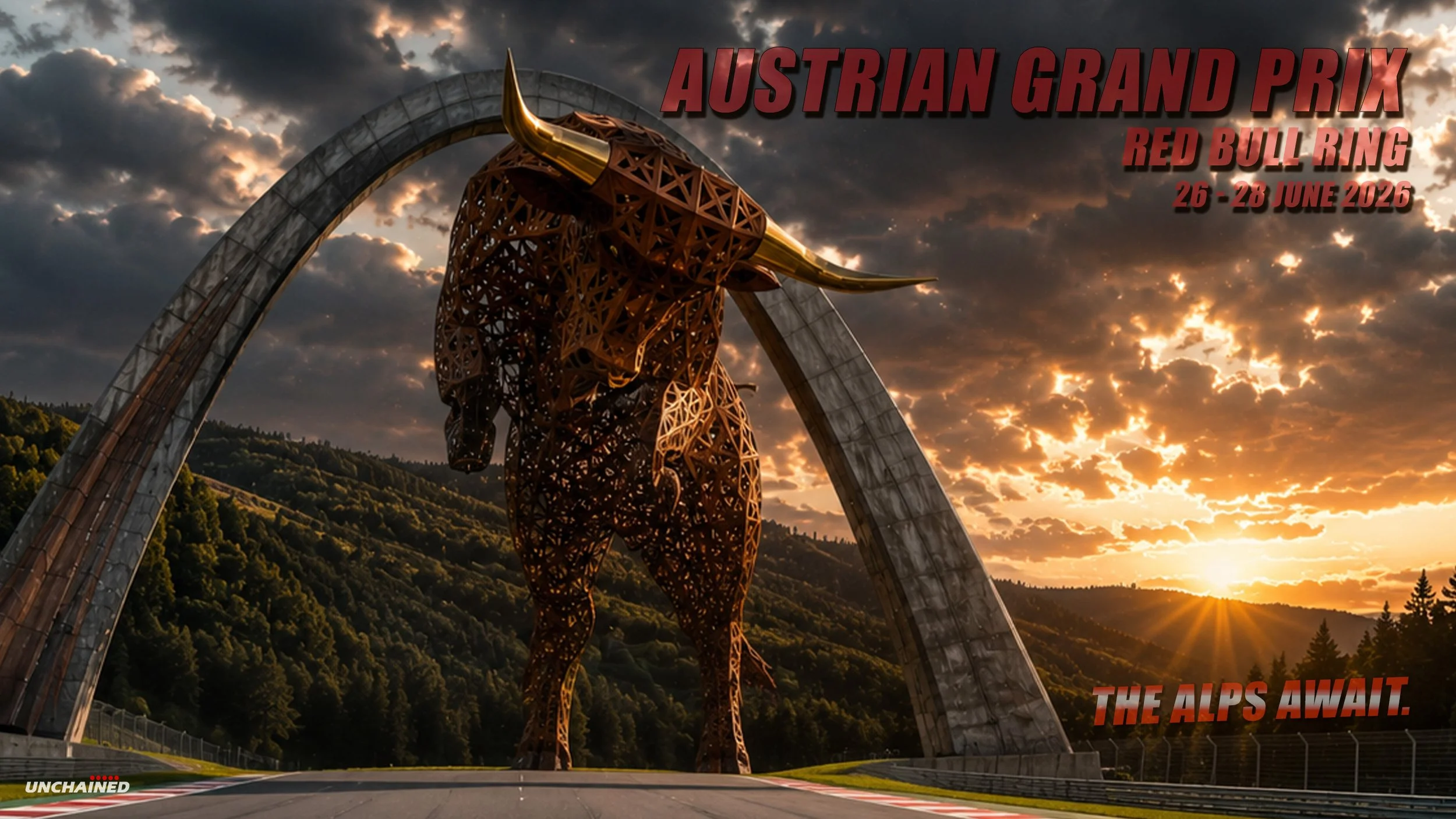 2026 Austrian Grand Prix Formula 1 poster with Red Bull Ring artwork.
