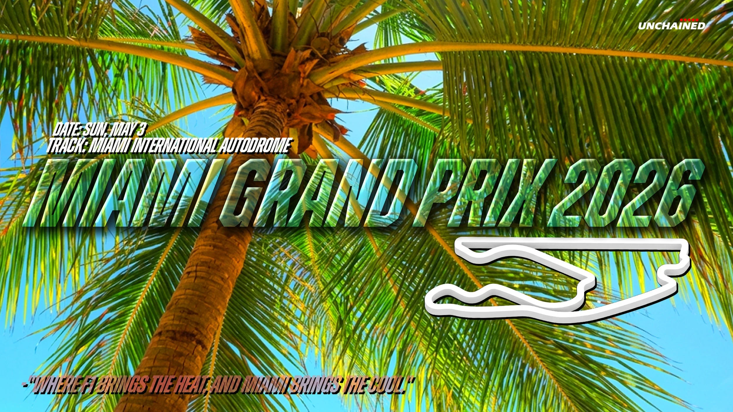 2026 Miami Grand Prix Formula 1 poster with tropical race-week artwork.