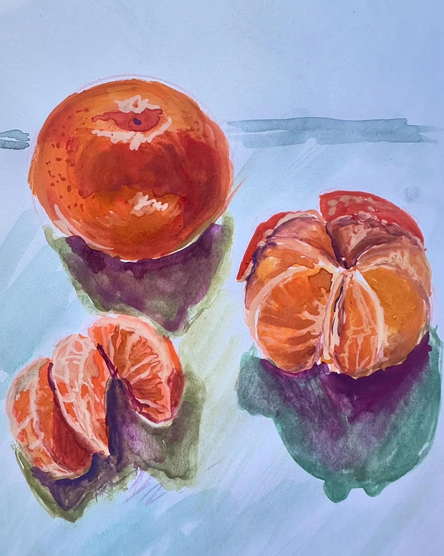 Oranges in gouache 🍊 
&bull;
&bull;
&bull;
#oranges #art #gouache #gouachepainting #sketchbooking #stilllife