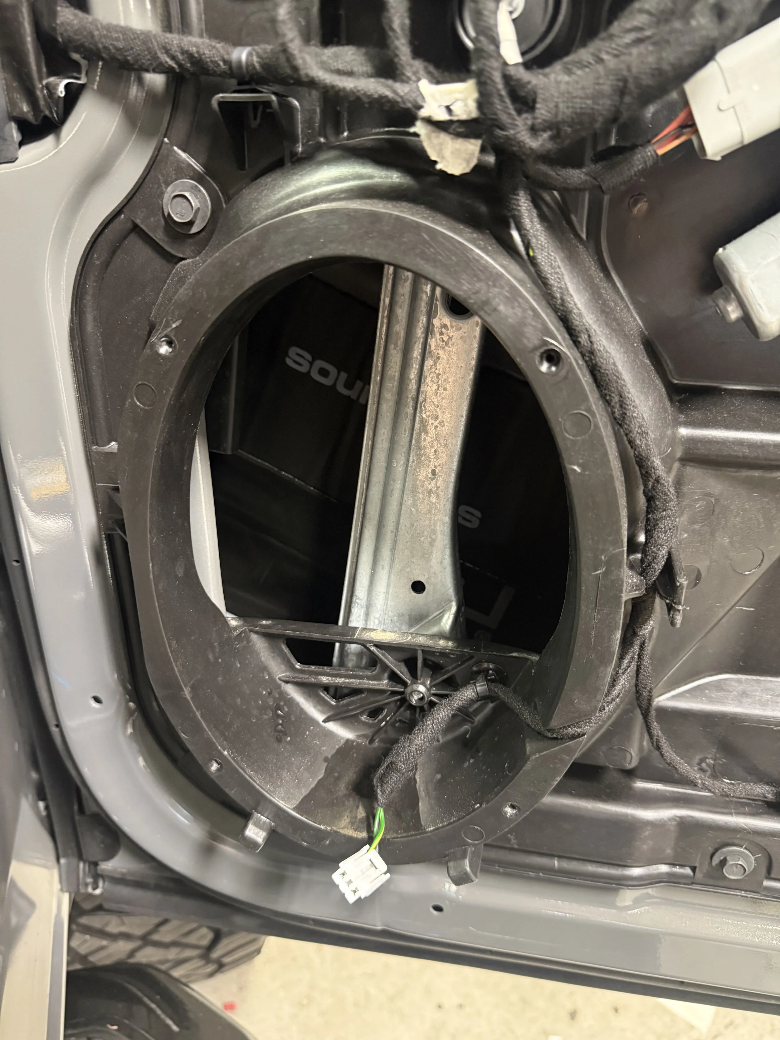 SoundSkins sound-deadening material inside a 2025 RAM 2500 door