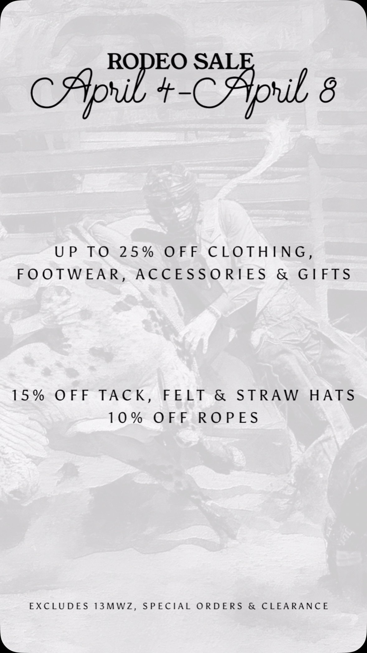 Today’s the final day of our Rodeo Sale! We hope everyone has a fun and safe Oakdale Rodeo Week! #oakdale #oakdaleca #oakdalerodeo #rodeo #californiaranchwear #californiarodeo #cowboy #cowgirl