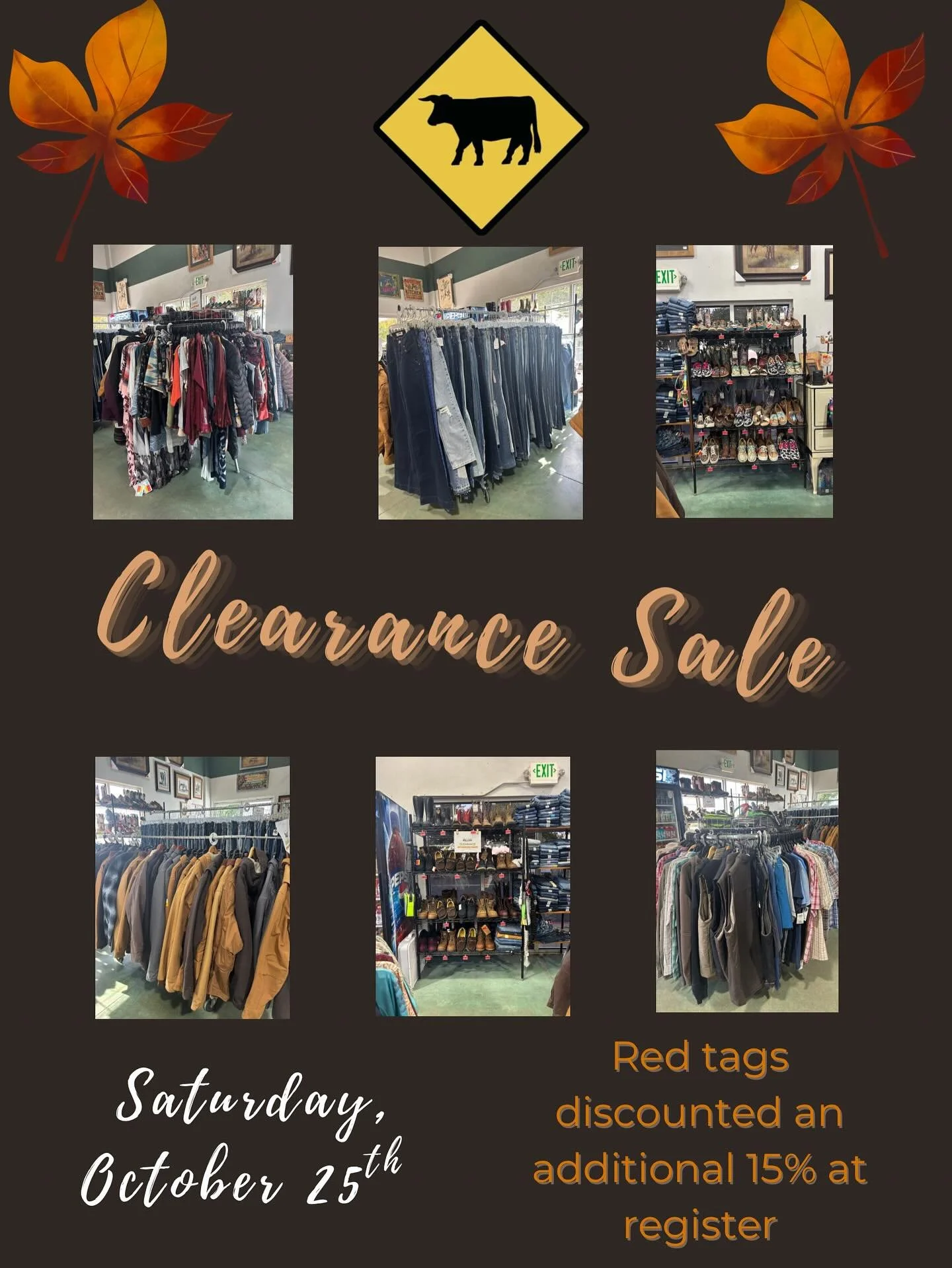 Holiday savings start early! 🍁
This Saturday only, take an extra 15% OFF all clearance prices as we make room for our Christmas displays. Don’t miss out — limited quantities! See you, tomorrow! #shopoakdale #shoplocal #oakdaleca #conlins