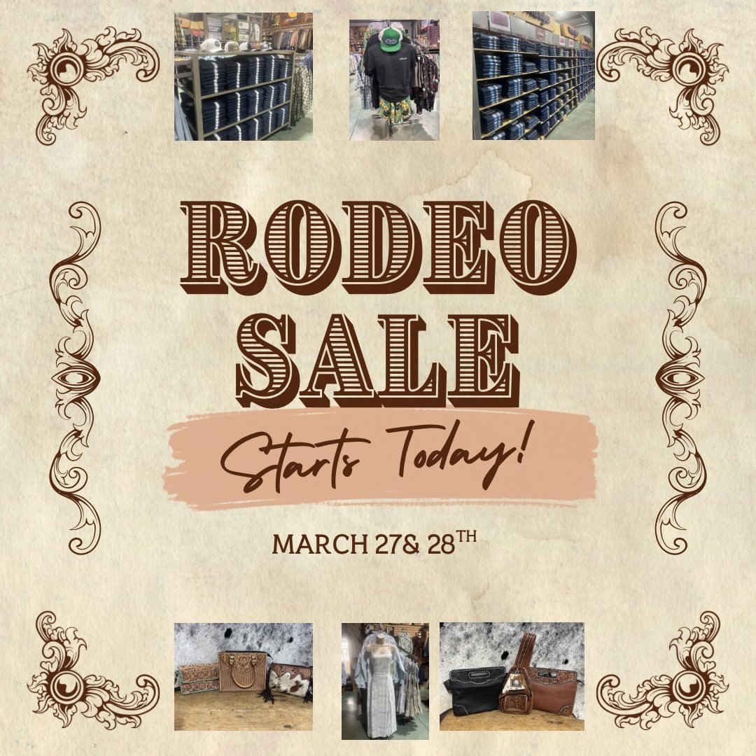 Nothing says rodeo season like boots, good denim, and a straw hat 🤠
Rodeo sale starts today&mdash;tickets are here and your outfit is waiting. #lagrangerodeo #oakdalerodeo #rodeoseason #carodeo
