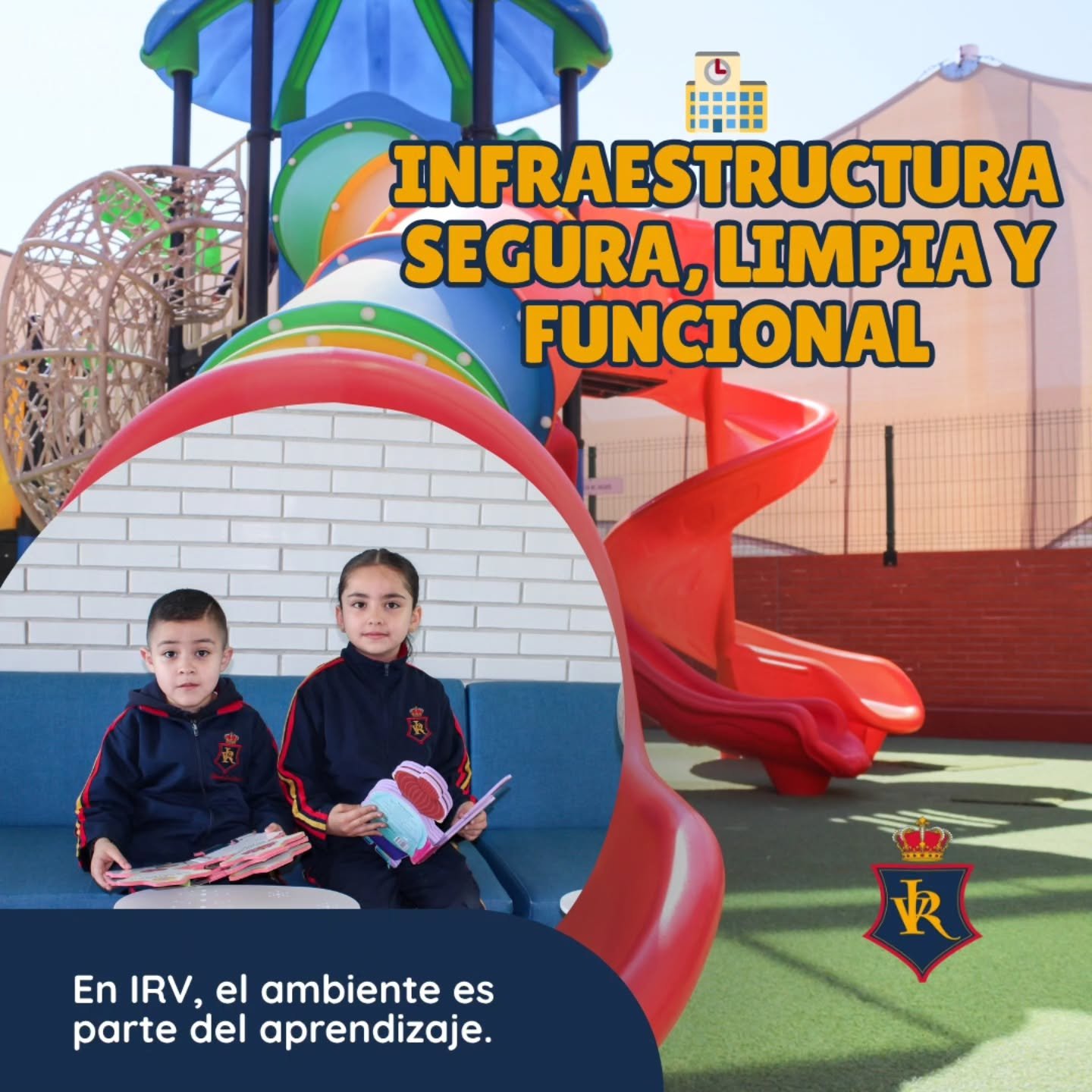🏫💫 Instalaciones seguras, modernas y llenas de vida; &iexcl;as&iacute; es IRV!

Creamos espacios pensados para que tus hijos aprendan, jueguen y crezcan con comodidad y protecci&oacute;n. 💙

Aqu&iacute;, cada rinc&oacute;n est&aacute; dise&ntilde;
