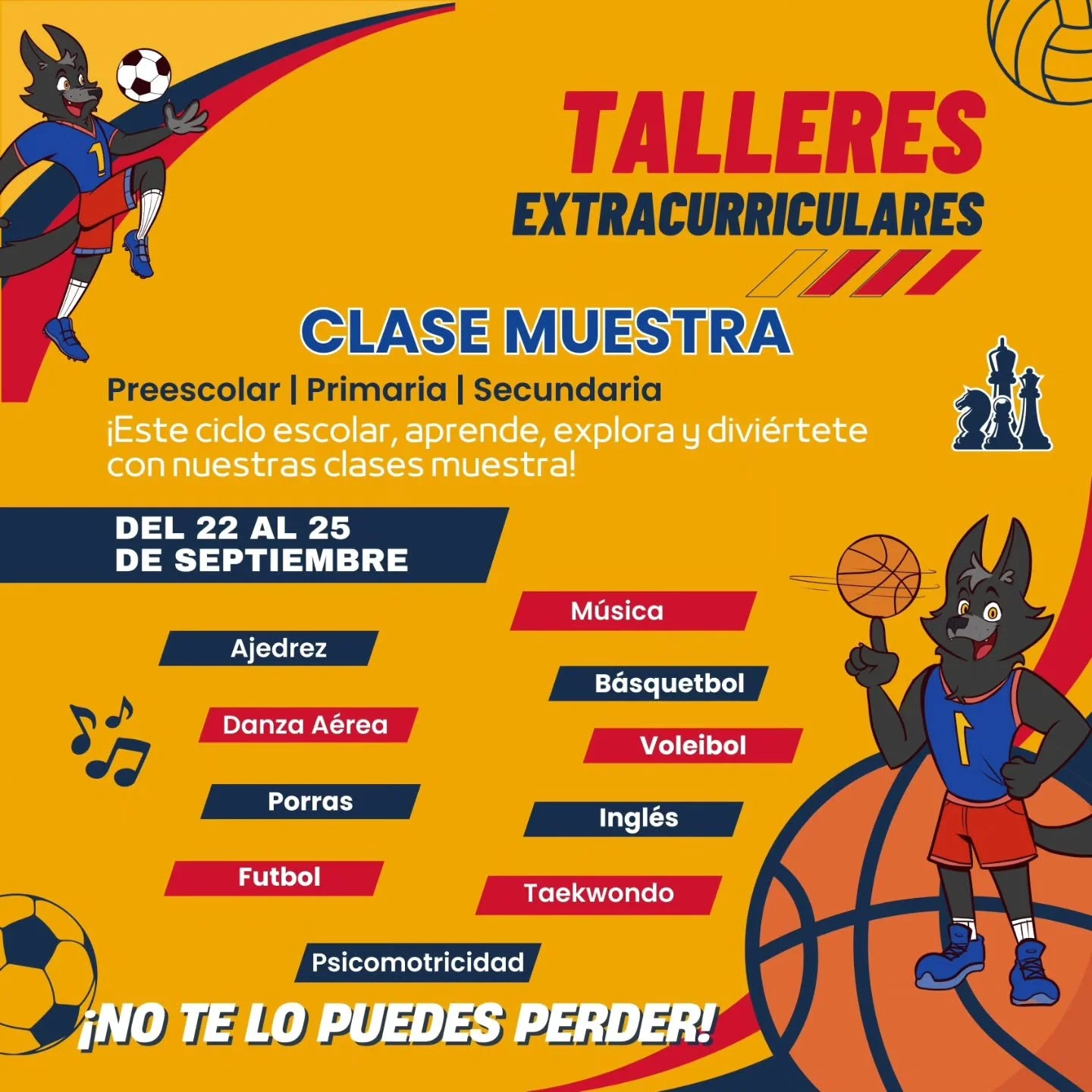 ✨ &iexcl;Ya puedes conocer las extracurriculares de IRV! ✨

Divididas por nivel para que cada ni&ntilde;o encuentre lo que m&aacute;s le gusta.

📅 Recuerda que estaremos en SEMANA PRUEBA (22 al 25 de septiembre).

⚠️ Nota: Horarios normales de entra