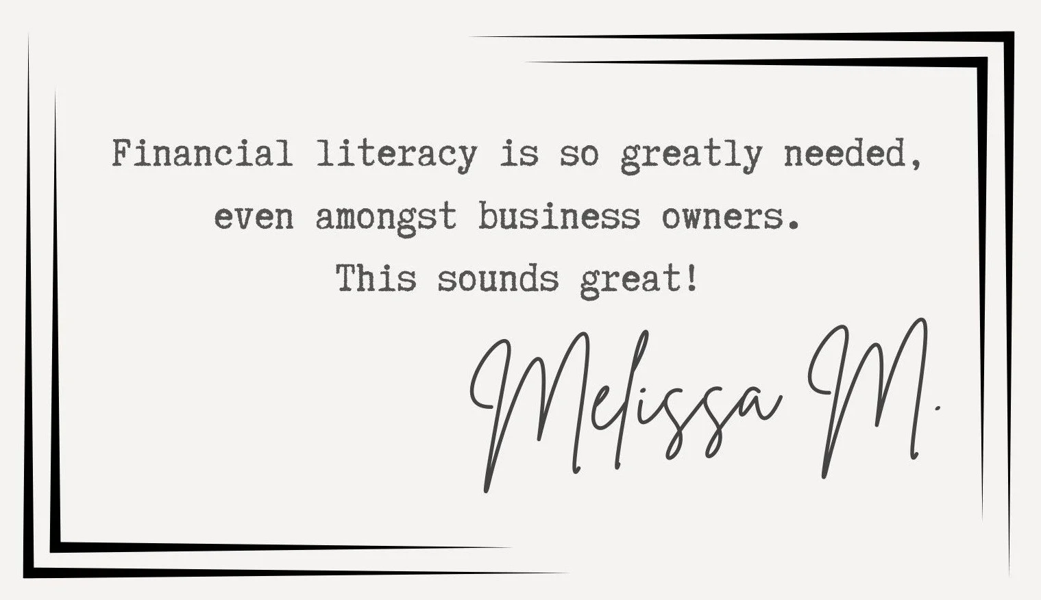 Financial literacy is so greatly needed, even amongst business owners.  This sounds great!