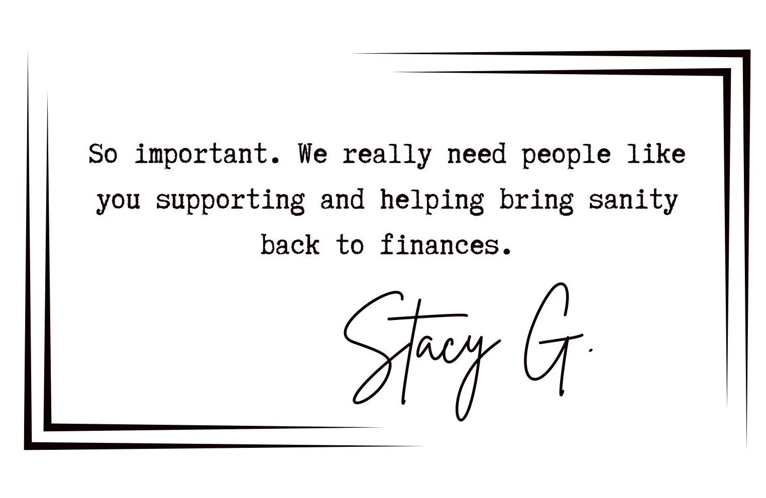 So Important! We really need people like you supporting and helping bring sanity back to finance