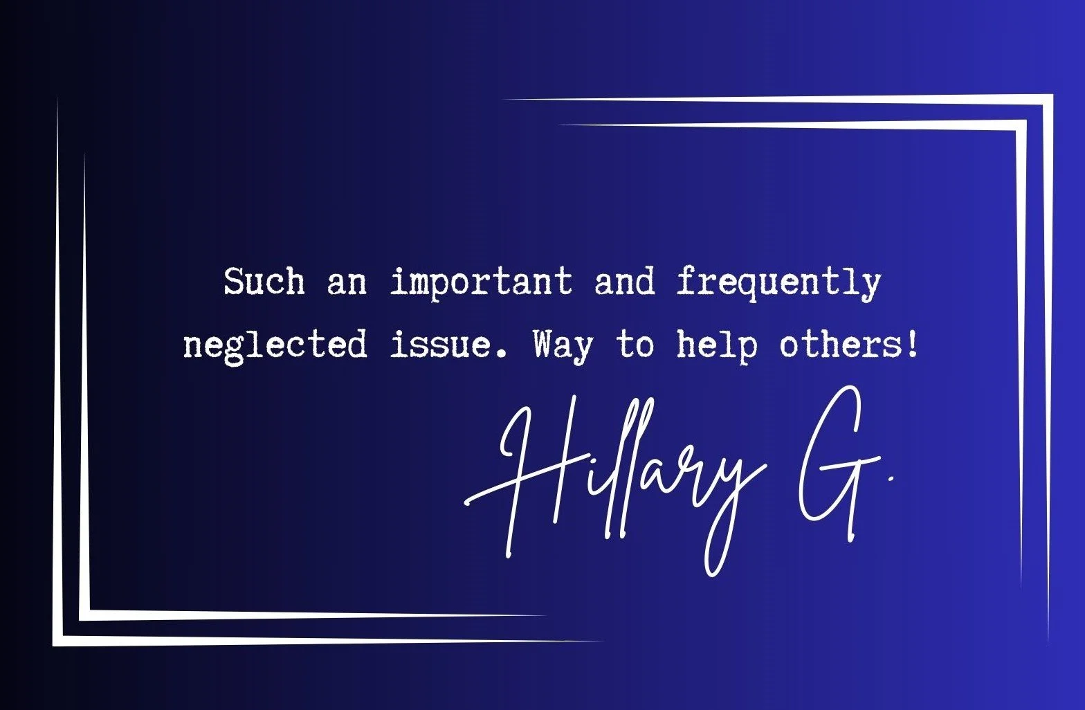 Such an important and frequently neglected issue.  Way to help others!