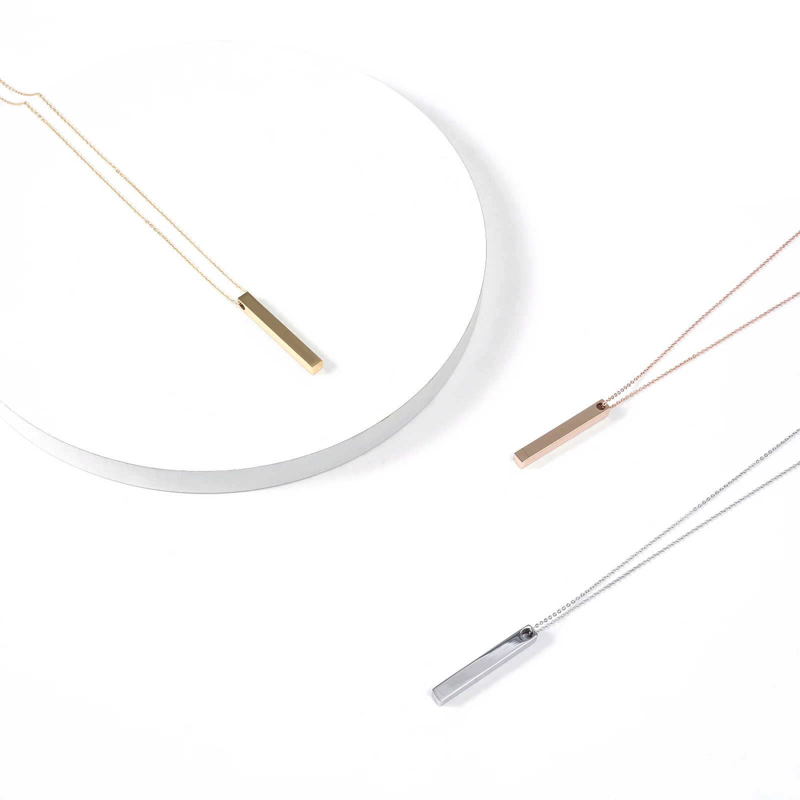Personalized Vertical Bar Necklace 3 Colors, Custom Name | Date Engraved, Minimalist Jewelry