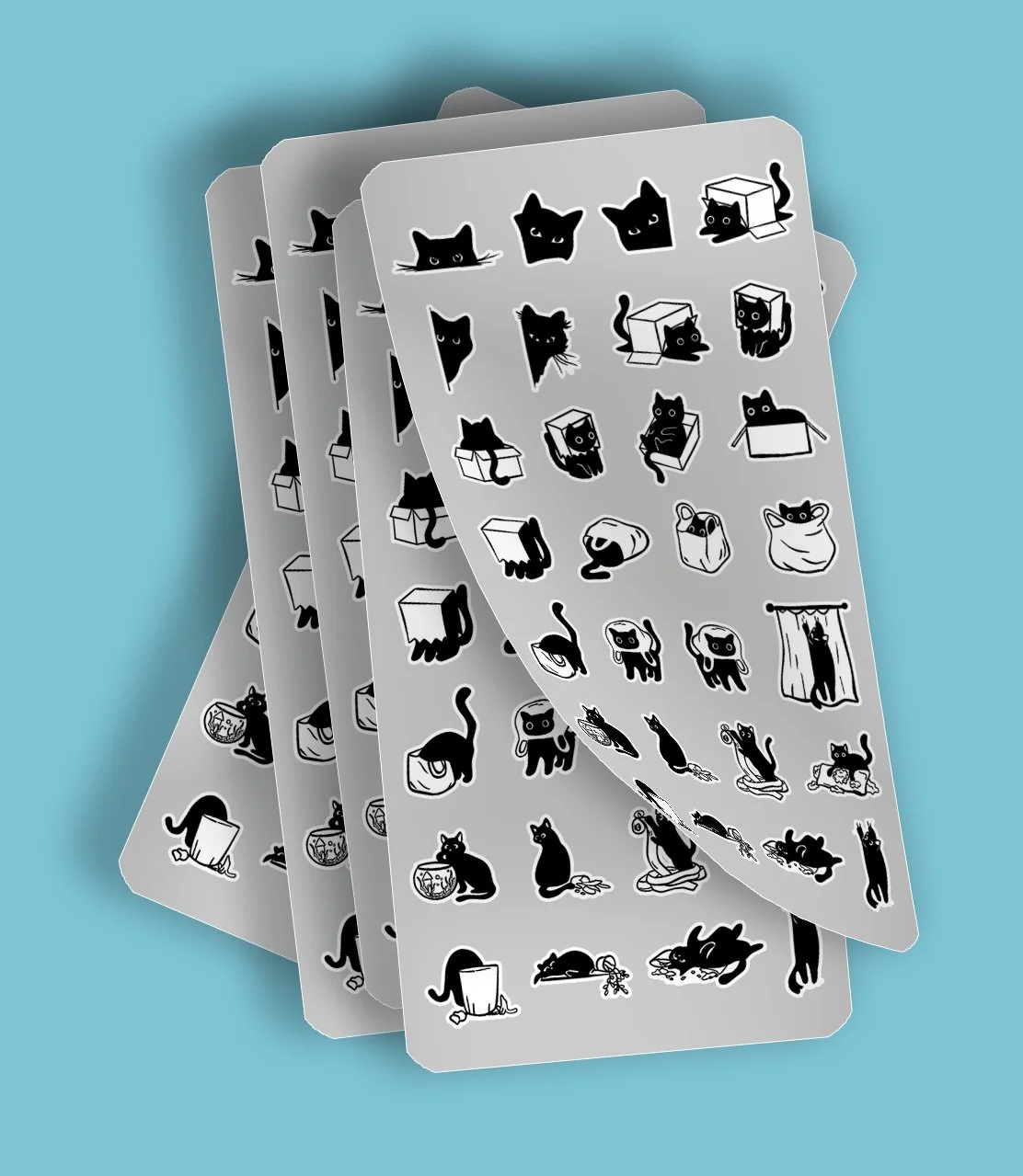 Cat Planner Stickers, Mini Mischievous Kitten Decals, Journal Deco, Bullet Journaling 1 Sheet