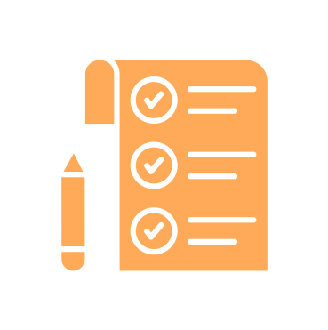 Checklist with three checked items and a pencil on white background.