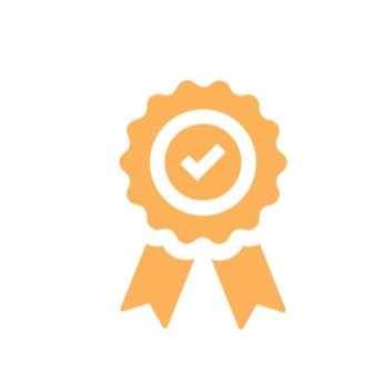 Icon of a gold medal with a checkmark in a circle at the center, attached to a ribbon