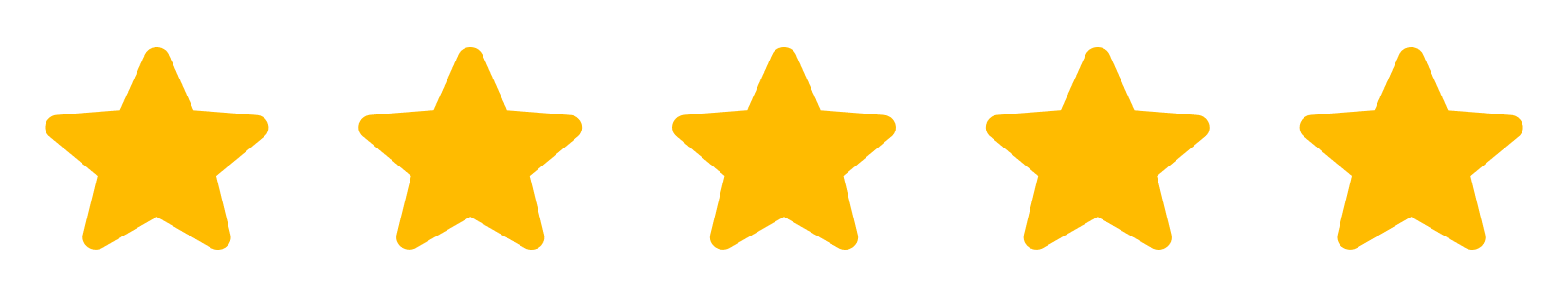 Five gold stars in a row on a black background.