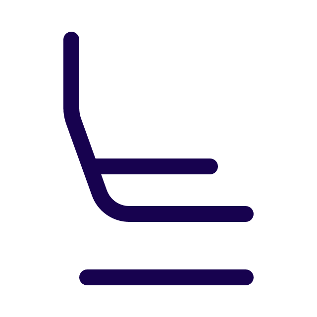 Line drawing of a chair with a high backrest and armrests.