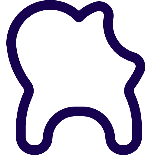 Line drawing of a tooth outline with hole