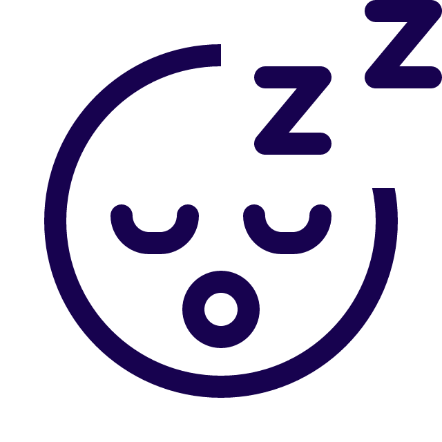 Icon of a sleeping face with closed eyes, a closed mouth, and a small 'Z' indicating sleep.