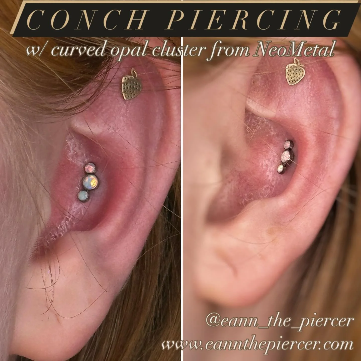 Riley got this conch piercing with one of my curved opal clusters from @neometaljewelry ! I LOVE doing conches, especially when I get to put chunkier pieces in them 💪🏻
The jewellery in their flat is from @tribalexpression 🍓 (not from me)
Plenty