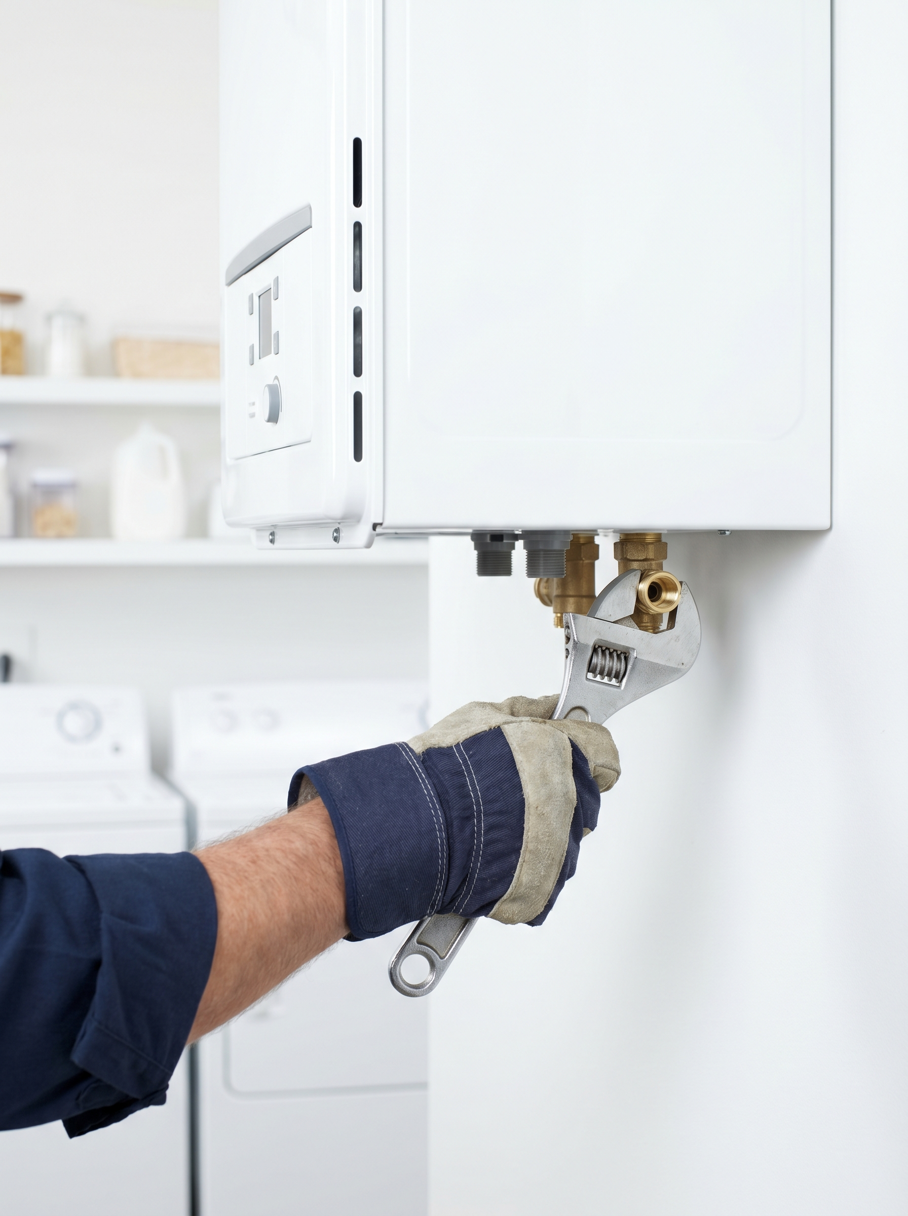 a man repairing a water heater
