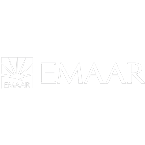 Emaar logo featuring a stylized sunburst design and the word 'EMAAR' in bold uppercase letters.